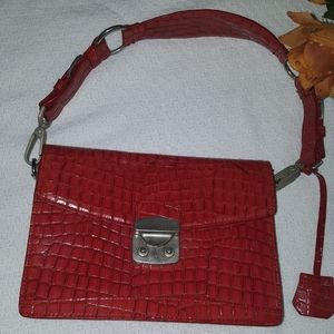 Snakeskin design red bag